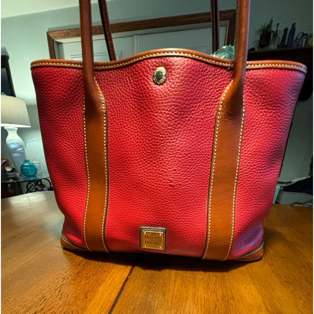 Dooney & Bourke Red Pebble Leather Shoppers Tote